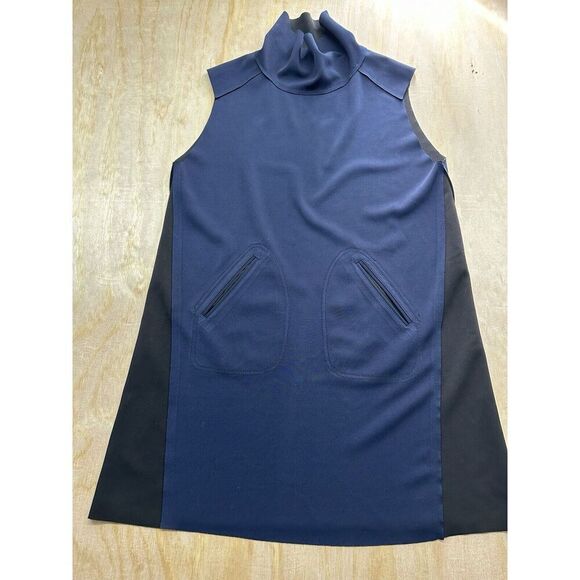 Zara A Line Dress Polyester Large Sleeveless And Mock Neck Pockets - Picture 1 of 7